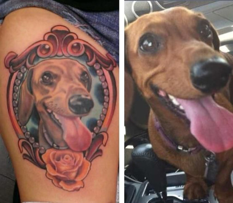 Ornamental Tattoo of dachshund
