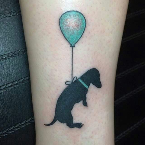 balloon and dachshund tattoo